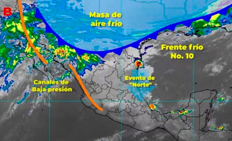 Frente frío número 10 provocará descenso de temperaturas y lluvias en varias regiones de México