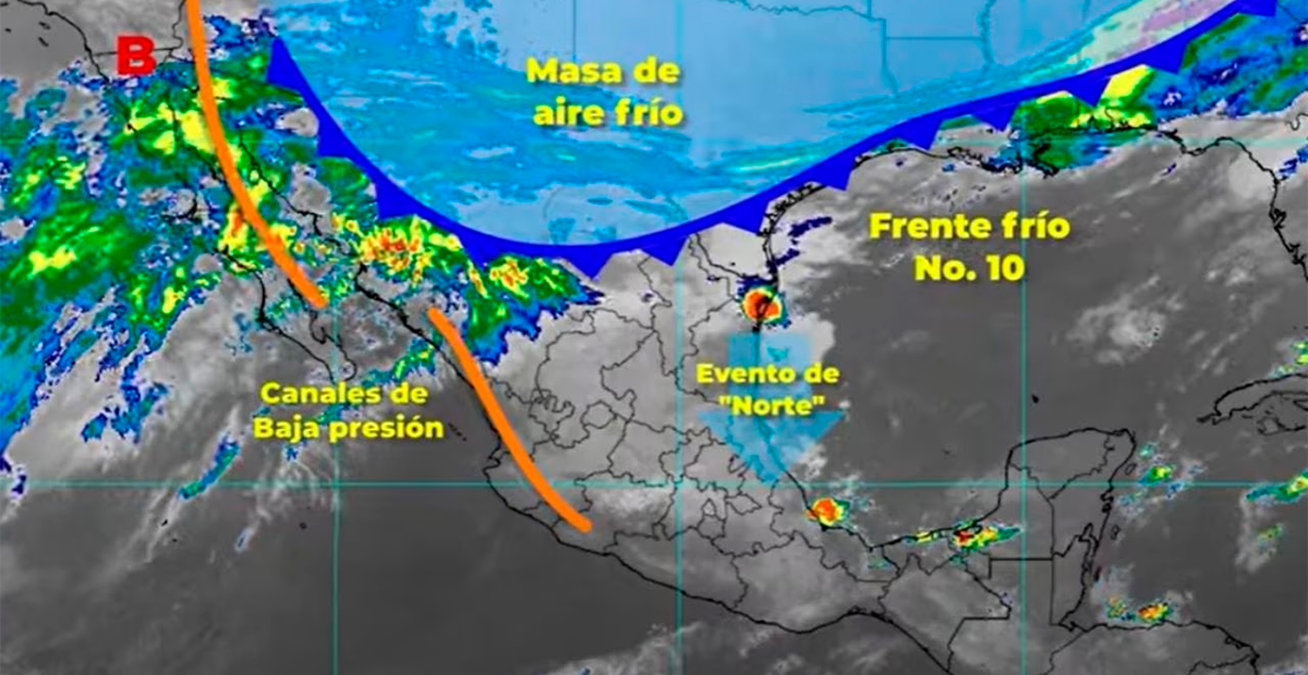 Frente frío número 10 provocará descenso de temperaturas y lluvias en varias regiones de México